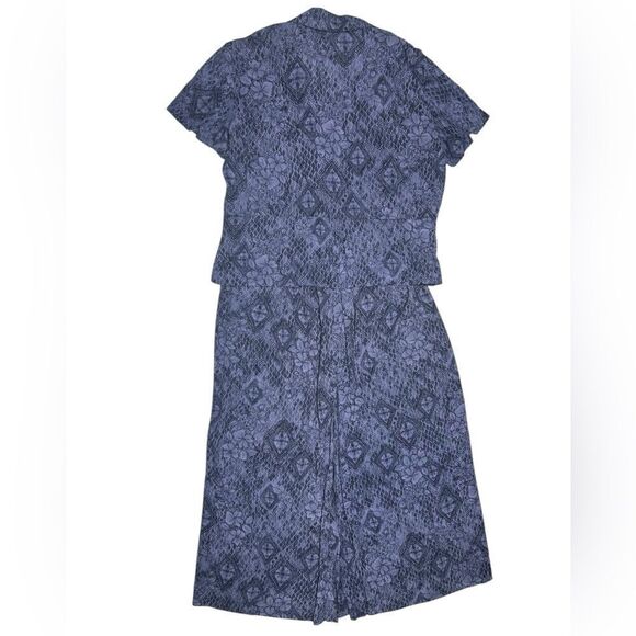 Vintage 2 piece Norton McNaughton Petite Blue Dress Set Cottagecore 90s Vintage - Picture 3 of 10